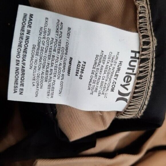 HURLEY NWOT Icon Classic Chino Pants Light Beige Men's Sz 36 - Picture 11 of 11